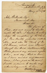 Letter from William Ball to John Nevitt, May 18, 1874