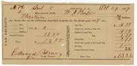 Tax Receipt for $13 from Edward Palmer to William Ball, 1879