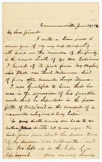 Letter from Pastor Howe to William Ball, June 29, 1880