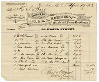 Accounts Rendered for Keating Simons Ball, April 19, 1883