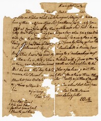 Torn Letter From Elias Ball II to his Son John Ball, December 21