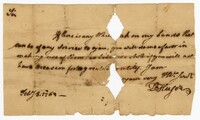 Note from Daniel Huger, February 8, 1763