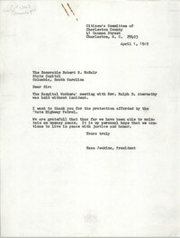 Letter from Esau Jenkins to Robert N. McNair, April 1, 1969