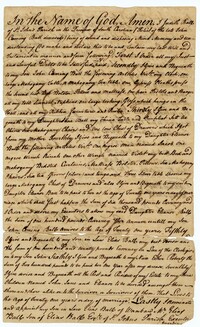 Copy of the Last Will and Testament of Judith Ball, 1775