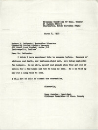 Letter from Esau Jenkins to Robert D. DeFrantz, March 8, 1972