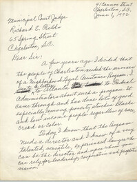 Letter Septima Clark and Esau Jenkins to Richard E. Fields, June 1, 1972