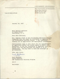 Letter from Saul Blackman to Bernice Robinson, January 18, 1967