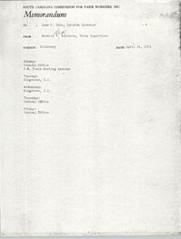 Memorandum from Bernice V. Robinson to John Cole, April 26, 1971