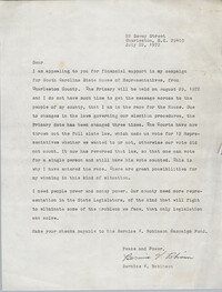Letter from Bernice Robinson to Financial Supporters, July 22, 1972