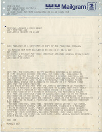 Mailgram from Bernice Robinson to Leonard Cunningham, October 15, 1974