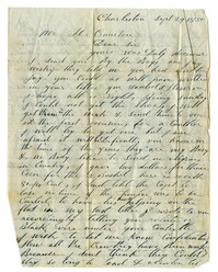 Letter to Harold Cranston from James Vidal, September 29, 1850