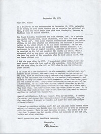 Letter from Bernice Robinson to Reverend Blake, September 18, 1974