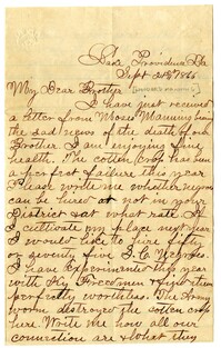 Letter to Woodward Manning from Ira L. Manning, September 21, 1866