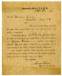 Letter to Woodward Manning from the Quartermasters' Office, November 8, 1864