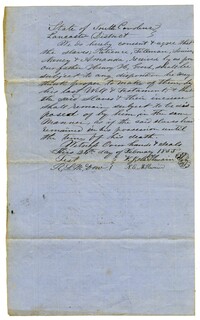 Agreement on Five Enslaved Persons Bequeathed to Henry Hilliard Gooch's Children, 1853