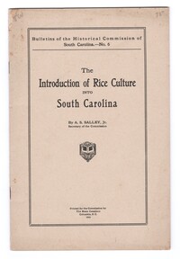 The Introduction of Rice Culture Into South Carolina