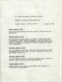 VISTA Progress Report, Week of March 2, 1970