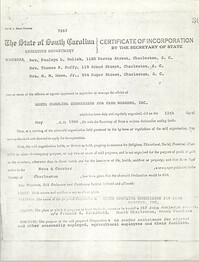 South Carolina Commission for Farm Workers, Inc. Certificate of Incorporation