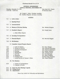 Agenda, General Membership Meeting of the Charleston Branch of the NAACP, December 16, 1993