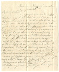 Letter from Emma Pringle Alston to Charles Alston, June 26, 1862