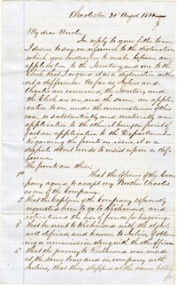 Letter from William Alston Pringle to Charles Alston, August 30, 1861