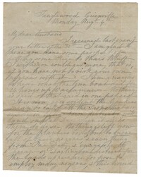 Letter from Emma Pringle Alston to Charles Alston, August 4, 1862