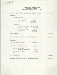 Charleston Branch of the NAACP Financial Report, July 27, 1989