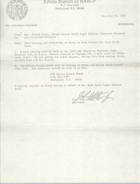 Edisto Branch of the NAACP Memorandum, November 26, 1982