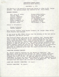 Minutes, Charleston Branch of the NAACP Executive Board Meeting, September 3, 1991