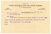 Letter from E. T. Viett to Susan Pringle Alston, November 28, 1908