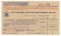 Telephone Bill, October 1910