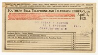 Telephone Bill, April 1921