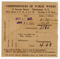 Water Bill, April 1921