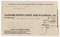 Water Bill, April 1915
