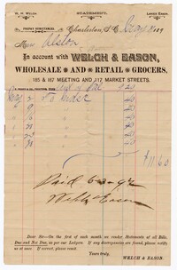Welch & Eason Bill, 1897