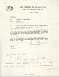 College of Charleston Memorandum, June 22, 1979