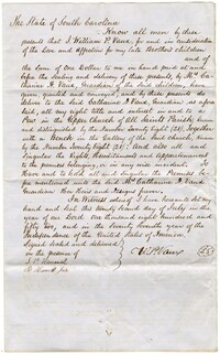 Bill of Sale of Church Pew and Bench from William P. Vaux to Catharine A. Vaux, 1852