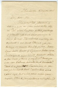 Letter from Lewis R. Gibbes to Alexander Glennie, March 18, 1836