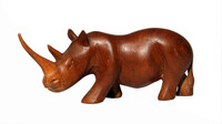Wooden rhinoceros carving