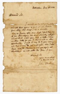 Letter from John Ettwein to Henry Laurens, June 4, 1778