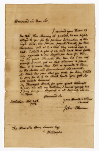 Letter from John Ettwein to Henry Laurens, November 25, 1778