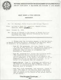 NAACP Branch and Field Services Memorandum, October 21, 1994