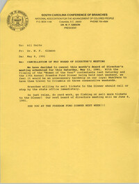 South Carolina Conference of Branches of the NAACP Memorandum, May 8, 1991