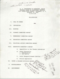 Agenda, South Carolina Conference of Branches of the NAACP, August 14, 1991