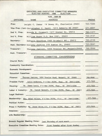 Officers and Executive Committee Members Elected During 1988 Election, Charleston Branch of the NAACP Branch