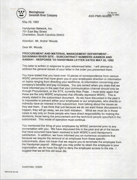 Letter from Gregory G. Ryan to Andre Woods, May 29, 1992