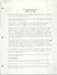 Minutes, Charleston Branch of the NAACP Regular Meeting, January 26, 1989