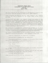 Charleston Branch of the NAACP Conference of the Education Crisis Minutes, May 4, 1994
