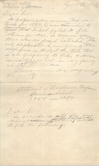 Letter from Eugene C. Hunt, April 14, 1958