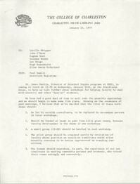 College of Charleston Memorandum, January 23, 1979